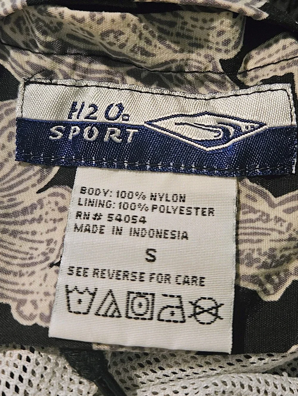 Vintage H2O Sport Men's Small Swim Trunks Black Fish Floral Print Summer